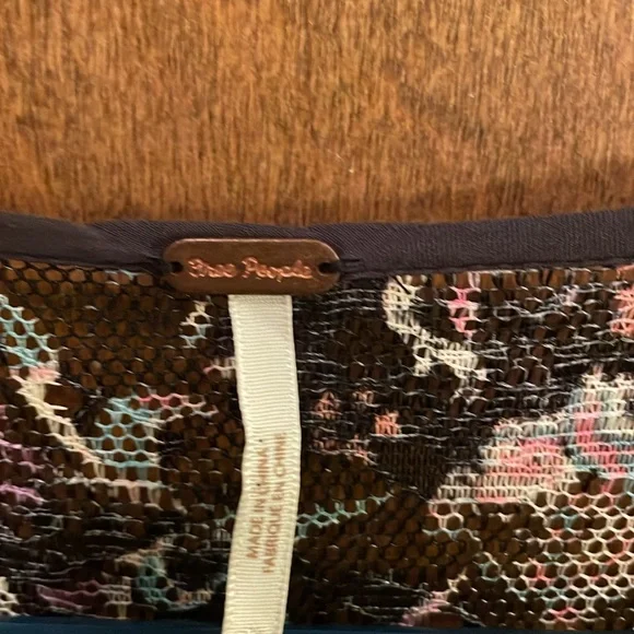 Free People Cherry Blossom Lace Accordion Mini Dress Sz 6 - Picture 6 of 8